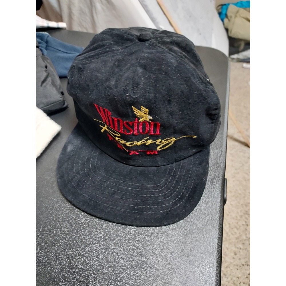 Vintage Winston Racing Team Hat Mens OSFA Nascar Snapback Black Felt Embroidered